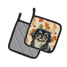 Load image into Gallery viewer, Black and Tan Pekingese Heirloom Fall Pair of Pot Holders