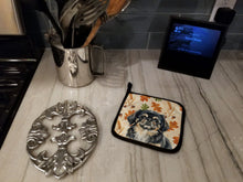 Load image into Gallery viewer, Black and Tan Pekingese Heirloom Fall Pair of Pot Holders