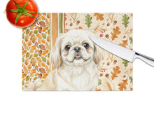 Load image into Gallery viewer, Cream Pekingese Heirloom Fall Glass Cutting Board