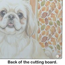 Load image into Gallery viewer, Cream Pekingese Heirloom Fall Glass Cutting Board