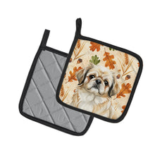 Load image into Gallery viewer, Fawn Pekingese Heirloom Fall Pair of Pot Holders