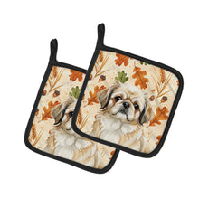 Load image into Gallery viewer, Fawn Pekingese Heirloom Fall Pair of Pot Holders