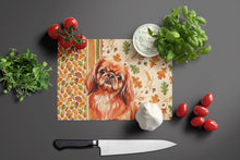 Load image into Gallery viewer, Red Pekingese Heirloom Fall Glass Cutting Board