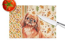 Load image into Gallery viewer, Red Pekingese Heirloom Fall Glass Cutting Board