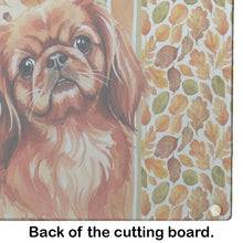 Load image into Gallery viewer, Red Pekingese Heirloom Fall Glass Cutting Board