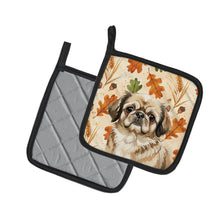 Load image into Gallery viewer, Sable Pekingese Heirloom Fall Pair of Pot Holders