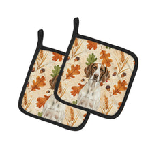 Load image into Gallery viewer, Liver and White Pointer Heirloom Fall Pair of Pot Holders