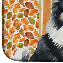 Load image into Gallery viewer, Black and White Pomeranian Heirloom Fall Dish Drying Mat