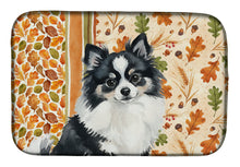 Load image into Gallery viewer, Black and White Pomeranian Heirloom Fall Dish Drying Mat