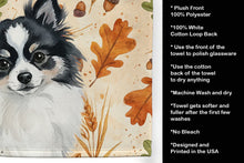 Load image into Gallery viewer, Black and White Pomeranian Heirloom Fall Kitchen Towel