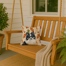 Load image into Gallery viewer, Black and White Pomeranian Heirloom Fall Throw Pillow