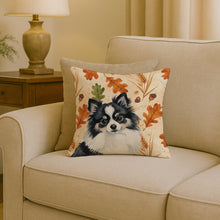 Load image into Gallery viewer, Black and White Pomeranian Heirloom Fall Throw Pillow