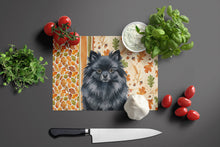 Load image into Gallery viewer, Black Pomeranian Heirloom Fall Glass Cutting Board