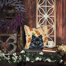 Load image into Gallery viewer, Black Pomeranian Heirloom Fall Throw Pillow