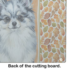 Load image into Gallery viewer, Blue Merle Pomeranian Heirloom Fall Glass Cutting Board