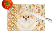 Load image into Gallery viewer, Pomeranian Heirloom Fall Glass Cutting Board