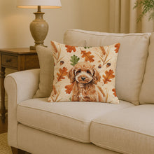 Load image into Gallery viewer, Miniature Apricot Poodle Heirloom Fall Throw Pillow