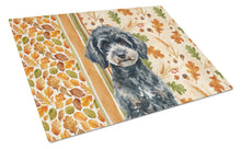 Load image into Gallery viewer, Miniature Black Poodle Heirloom Fall Glass Cutting Board