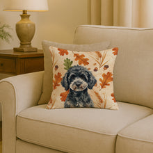 Load image into Gallery viewer, Miniature Black Poodle Heirloom Fall Throw Pillow