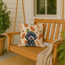 Load image into Gallery viewer, Miniature Black Poodle Heirloom Fall Throw Pillow