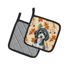 Load image into Gallery viewer, Miniature Parti Poodle Heirloom Fall Pair of Pot Holders