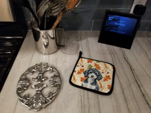 Load image into Gallery viewer, Miniature Parti Poodle Heirloom Fall Pair of Pot Holders