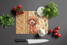 Load image into Gallery viewer, Miniature Red Poodle Heirloom Fall Glass Cutting Board