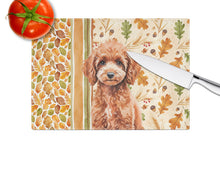 Load image into Gallery viewer, Miniature Red Poodle Heirloom Fall Glass Cutting Board