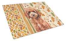 Load image into Gallery viewer, Miniature Red Poodle Heirloom Fall Glass Cutting Board