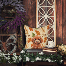 Load image into Gallery viewer, Miniature Red Poodle Heirloom Fall Throw Pillow