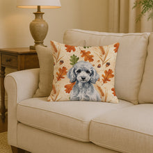 Load image into Gallery viewer, Miniature Silver Poodle Heirloom Fall Throw Pillow