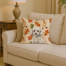 Load image into Gallery viewer, Miniature White Poodle Heirloom Fall Throw Pillow