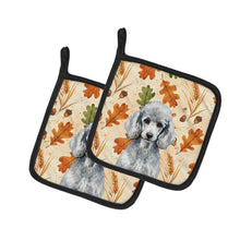 Load image into Gallery viewer, Standard Silver Poodle Heirloom Fall Pair of Pot Holders