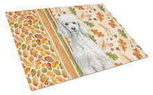 Load image into Gallery viewer, Standard White Poodle Heirloom Fall Glass Cutting Board