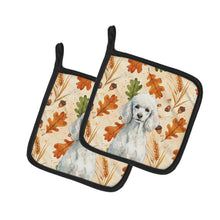 Load image into Gallery viewer, Standard White Poodle Heirloom Fall Pair of Pot Holders