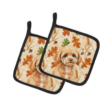 Load image into Gallery viewer, Toy Apricot Poodle Heirloom Fall Pair of Pot Holders