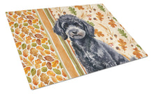 Load image into Gallery viewer, Toy Black Poodle Heirloom Fall Glass Cutting Board