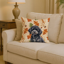 Load image into Gallery viewer, Toy Black Poodle Heirloom Fall Throw Pillow