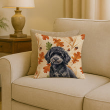Load image into Gallery viewer, Toy Black Poodle Heirloom Fall Throw Pillow