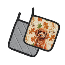 Load image into Gallery viewer, Toy Red Poodle Heirloom Fall Pair of Pot Holders