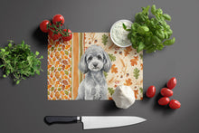 Load image into Gallery viewer, Toy Silver Poodle Heirloom Fall Glass Cutting Board