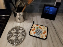 Load image into Gallery viewer, Toy Silver Poodle Heirloom Fall Pair of Pot Holders
