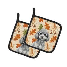 Load image into Gallery viewer, Toy Silver Poodle Heirloom Fall Pair of Pot Holders