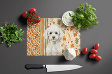 Load image into Gallery viewer, Toy White Poodle Heirloom Fall Glass Cutting Board