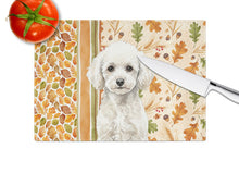 Load image into Gallery viewer, Toy White Poodle Heirloom Fall Glass Cutting Board