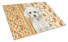 Load image into Gallery viewer, Toy White Poodle Heirloom Fall Glass Cutting Board