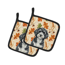 Load image into Gallery viewer, Portuguese Water Dog Heirloom Fall Pair of Pot Holders