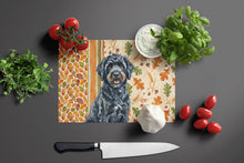 Load image into Gallery viewer, Black Portuguese Water Dog Heirloom Fall Glass Cutting Board