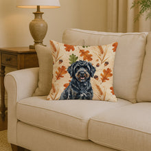Load image into Gallery viewer, Black Portuguese Water Dog Heirloom Fall Throw Pillow