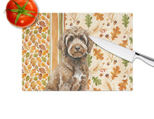 Load image into Gallery viewer, Brown Portuguese Water Dog Heirloom Fall Glass Cutting Board
